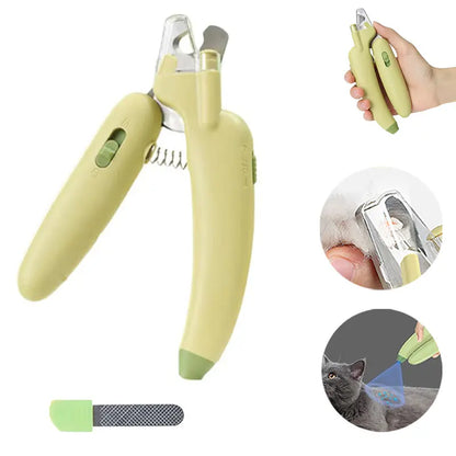 Dog Cat Nail Trimmer with LED Light & UV Lamp, Quick Safe Grooming, Sharp Blades, Built-In Nail File, Nail Collector, Non-Slip Ergonomic Handle for All Pet Sizes