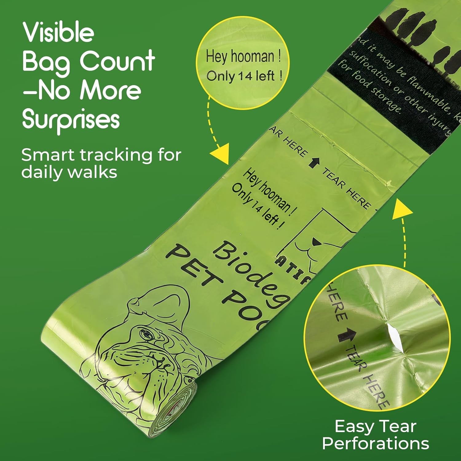 Biodegradable Dog Poop Bags Rolls 360 Count Scented, Leak Proof and Extra Thick Waste Bag Refill (Scented)