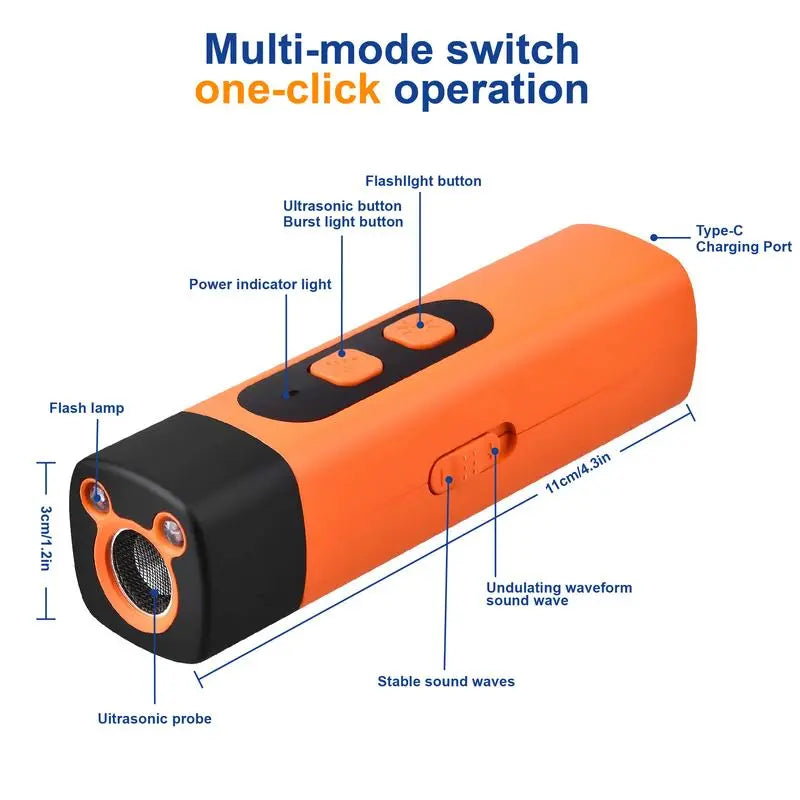 Petsafe Professional Sonic Emitters Dog Training Tool Withled Flashlight 30Ft Range anti Bark Barking Dog Silencerrechargeable Ultrasonic Trainer for Dogs Device, 30Ftrange Control, Anti-Bark Solution