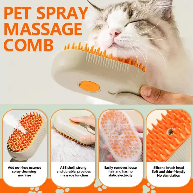 Pet Steam Brush,Cat & Dog Hair Remover, Adjustable Pet Hair Remover,Pet Steamy Mist,Steam Pet Brush for Pet Hair 4-IN-1 Steamy Cat Brush Grooming Comb for Dogs Steam Brush for Cats Remove Flying Fur Steam Advanced Pet Hair Removal Comb Pet Pal Brush