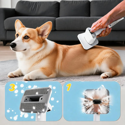 All-In-One Pet Hair Vacuum & Clipper System, 7-Piece Grooming & Nail Care Kit for Cats & Dogs - Anti-Shedding Tool Set for Shiny Tangle-Free Coat